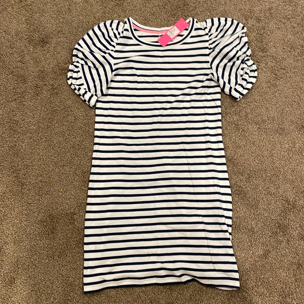 Lily Pulitzer striped dress with puffed sleeves, size M.